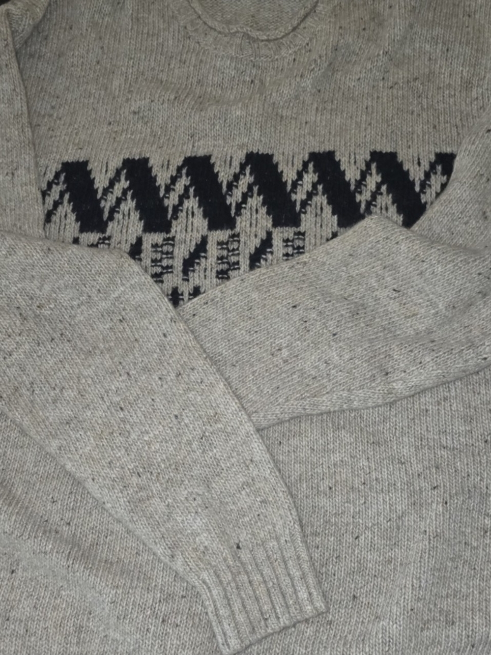 GAP Mens XL 80% Wool Tweed Donegal Flecked Fair Isle Crewneck Sweater - Picture 2 of 4